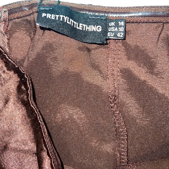 PrettyLittleThing Chocolate Satin Corset Top Size 10 - Picture 2 of 5